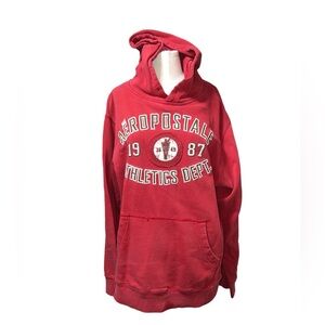 AEROPOSTALE | RED GRAPHIC POCKETED HOODED SWEATSHIRT